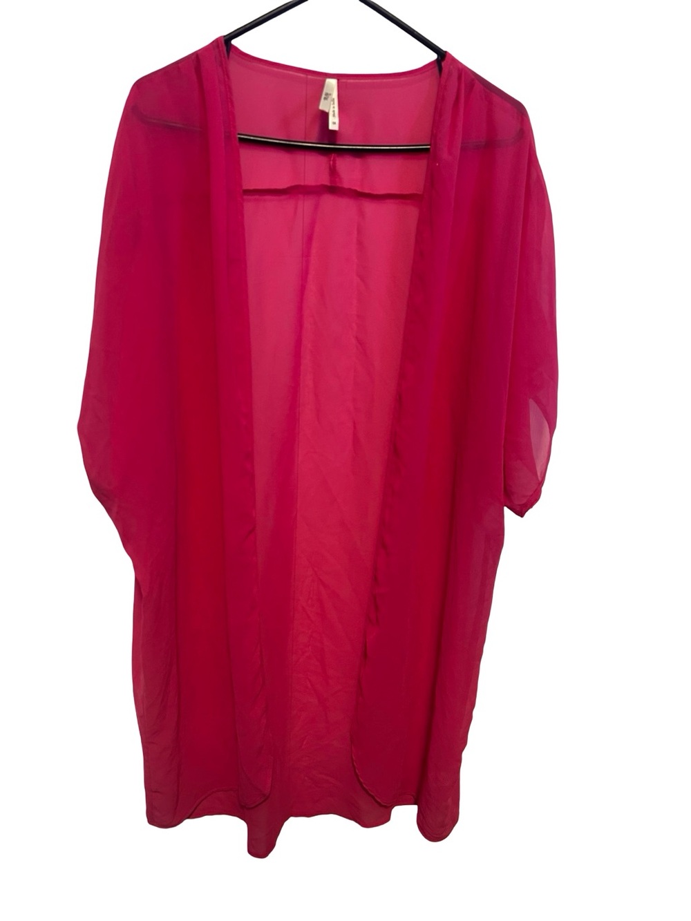 Sheer Fuchsia Open-Front Kimono Cardigan 1X